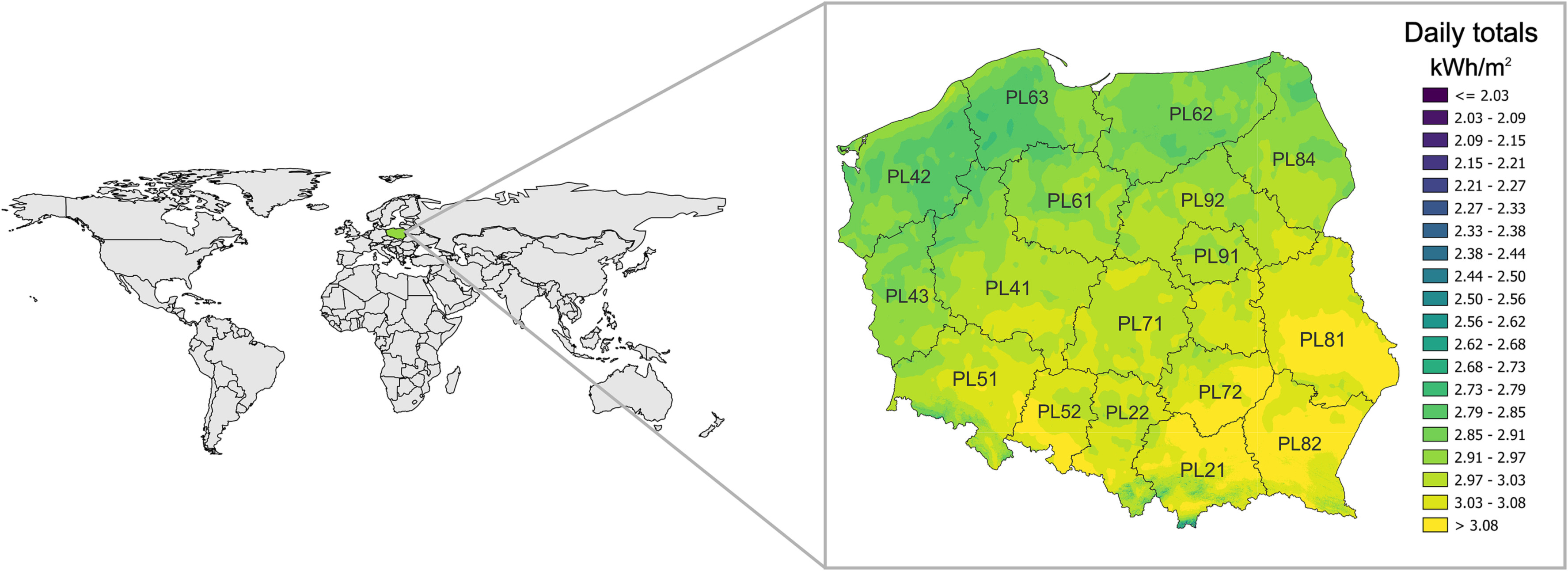 Global Horizontal Irradiation in Poland